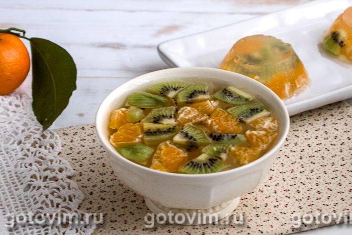 Імбирно-лимонне желе з фруктами (на агарі). Фотографія рецепта